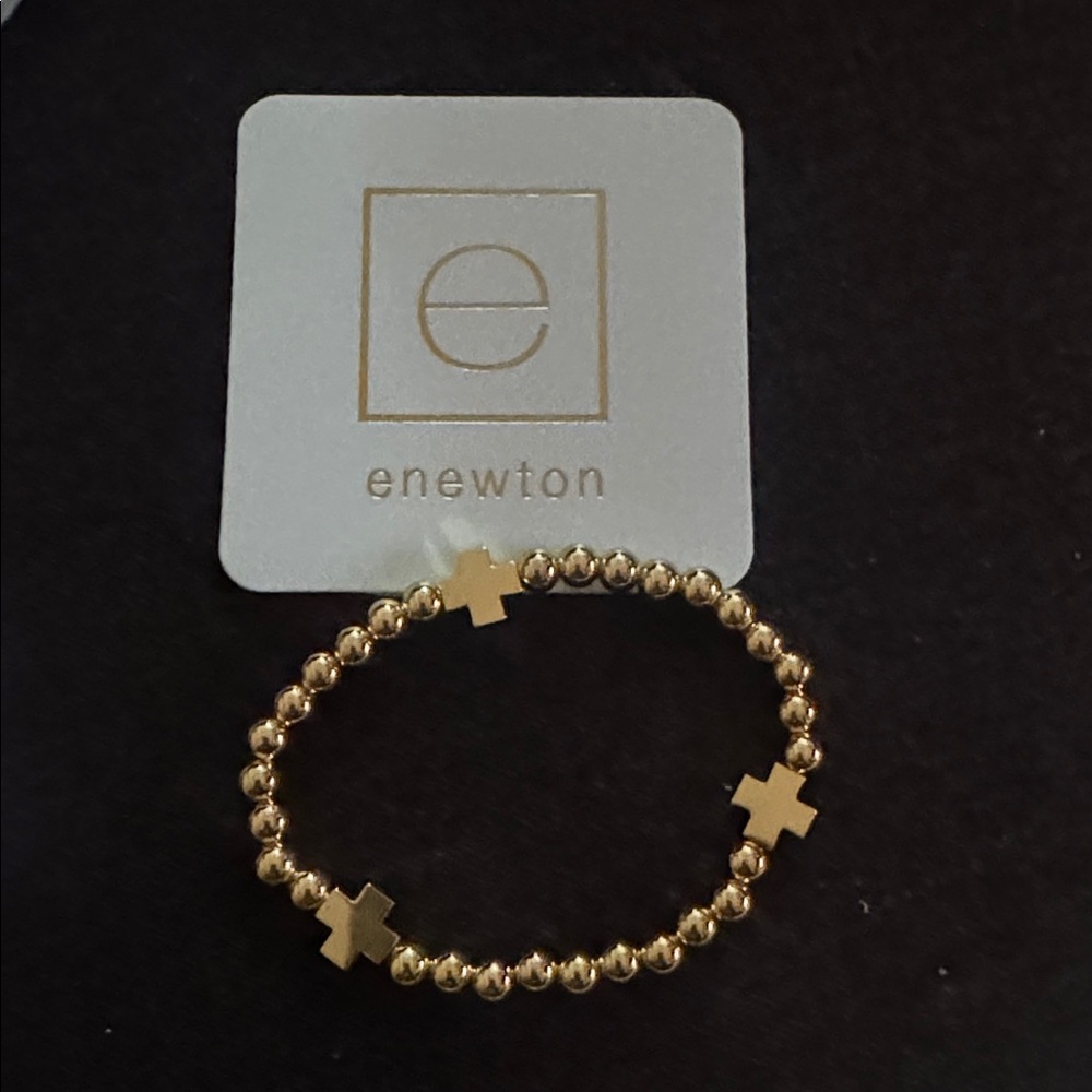 Enewton signature cross gold  4mm bead bracelet $78